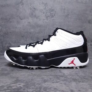 NIKE AIR JORDAN 9 Low Golf Shoes Mens 9.5 White Black Red FJ5934-100 Nby
